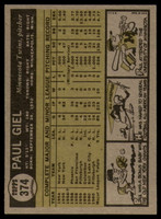 1961 Topps #374 Paul Giel Ex-Mint  ID: 156207