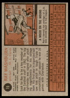 1962 Topps #19 Ray Washburn UER Excellent+ RC Rookie  ID: 194396