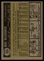 1961 Topps #305 Mike McCormick Excellent  ID: 154982