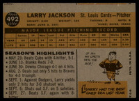 1960 Topps #492 Larry Jackson VG/EX Very Good/Excellent 