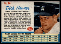 1962 Post Cereal #94 Dick Howser Ex-Mint  ID: 144292