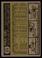 1961 Topps #374 Paul Giel Ex-Mint  ID: 168868