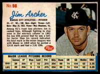 1962 Post Cereal #98 Jim Archer Ex-Mint  ID: 144306