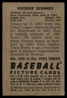 1952 Bowman #245 George Schmees EX++ Excellent++ RC Rookie