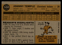 1960 Topps #500 Johnny Temple Very Good  ID: 175619