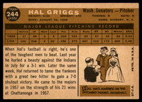 1960 Topps #244 Hal Griggs Excellent+ 