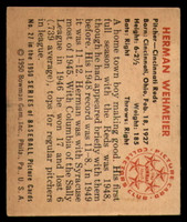 1950 Bowman #27 Herm Wehmeier EX++
