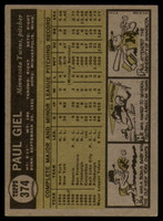 1961 Topps #374 Paul Giel Excellent+  ID: 156202