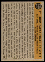 1960 Topps #468 Cardinals Coaches Very Good  ID: 199753