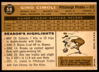 1960 Topps #58 Gino Cimoli Excellent+  ID: 195665