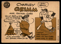 1960 Topps #217 Charlie Grimm MG Very Good  ID: 168615