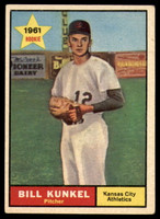 1961 Topps #322 Bill Kunkel Excellent+ RC Rookie ID: 155063