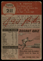1953 Topps #211 J.W. Porter VG Very Good RC Rookie ID: 93563