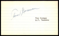 Tom Gorman SIGNED 3X5 INDEX CARD AUTHENTIC AUTOGRAPH New York Yankees Vintage Signature ID: 73622
