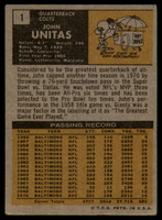 1971 Topps #   1 Johnny Unitas VG