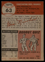 1953 Topps #63 Gus Niarhos DP EX