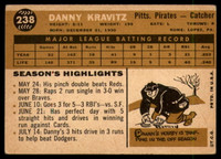 1960 Topps #238 Danny Kravitz VG Very Good  ID: 108633