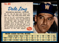 1962 Post Cereal #65 Dale Long Very Good  ID: 144219