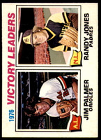 1977 O-Pee-Chee # 5 Jim Palmer/Randy Jones Victory Leaders LL Near Mint 