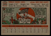 1956 Topps #325 Don Liddle EX++ ID: 59684