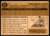 1960 Topps #25 Roy Sievers G-VG  ID: 195463
