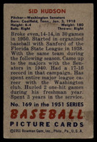 1951 Bowman #169 Sid Hudson VG 