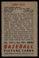 1951 Bowman #170 Sibby Sisti VG  ID: 92235