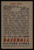 1951 Bowman #170 Sibby Sisti VG  ID: 92236