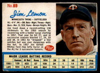 1962 Post Cereal #89 Jim Lemon Very Good  ID: 144282