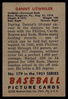 1951 Bowman #179 Danny Litwhiler VG  ID: 92251