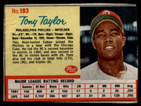 1962 Post Cereal #193 Tony Taylor Very Good  ID: 144585