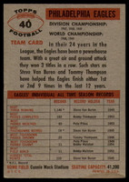 1956 Topps #40 Eagles Team VG ID: 72050