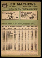 1967 Topps #166 Ed Eddie Mathews Astros VG