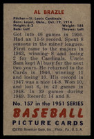 1951 Bowman #157 Al Brazle G 