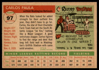 1955 Topps #97 Carlos Paula VG Very Good RC Rookie ID: 94110