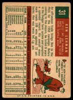 1959 Topps #31 Ken Lehman UER EX ID: 65622
