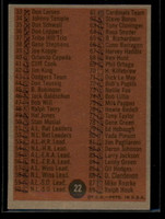 1962 Topps #22a Checklist 1-88 ERR EX/NM