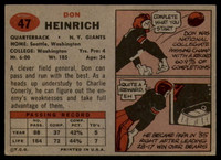 1957 Topps #47 Don Heinrich EX++ ID: 72391