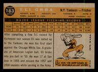 1960 Topps #183 Eli Grba Near Mint RC Rookie  ID: 302097