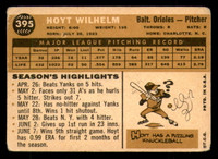 1960 Topps #395 Hoyt Wilhelm UER Good Orioles UER    ID:308778