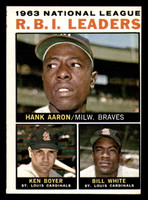 1964 Topps # 11 Hank Aaron/Ken Boyer/Bill White NL R.B.I. Leaders Excellent+  ID: 308925