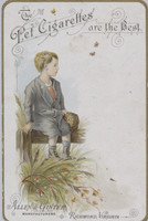 1890's Allen & Ginter Pet Cigarettes The Best Facing Boy Sitting On Fence Right  #*