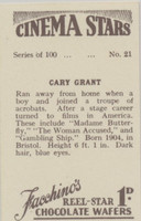 1939 Facc Hino Cinema Stars #21 Cary Grant  #*