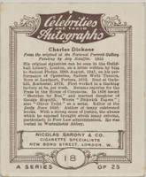 1923 Nicolas Sarony & Co Celebrities Autographs #18/25 Charles Dickens Ex (Wide)  #*
