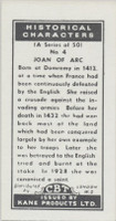 1957 Kane Historical Characters #4 Joan Of Arc Nr-Mt  #*