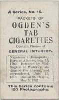 1901 Ogdens Ltd Liverpool General Interest Series A #16/150 Napoleon Ex  #*