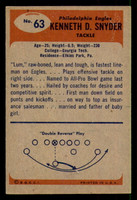 1955 Bowman #63 Ken Snyder Very Good Eagles   ID:315493