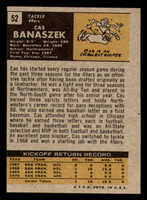 1971 Topps #52 Cas Banaszek Miscut RC Rookie 49ers   ID:317196