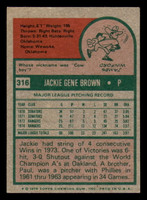 1975 Topps Mini #316 Jackie Brown Very Good Rangers    ID:317896