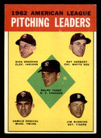 1963 Topps #8 Terry/Donovan/Herbert/Pascual/Bunning AL Pitching Leader ID:321989